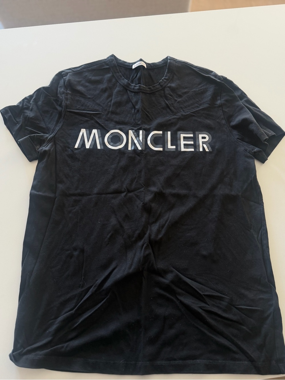 Moncler Black T-Shirt with White Logo
